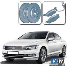 Диски тормозные передние с колодками на Volkswagen Passat B8 - замена
