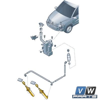 Жиклёр фароочистителя с цилиндром Volkswagen Tiguan - замена, vw-parts.ru